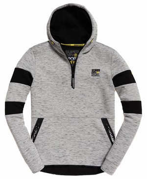 Superdry Gym Tech Colour Block Overhead Férfi Kapucnis Pulóver Világos Szürke/Fekete | GJWTS1704